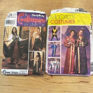 Two costume patterns robe pattern size sm-md, Gypsy pattern size 6,8,10,12.